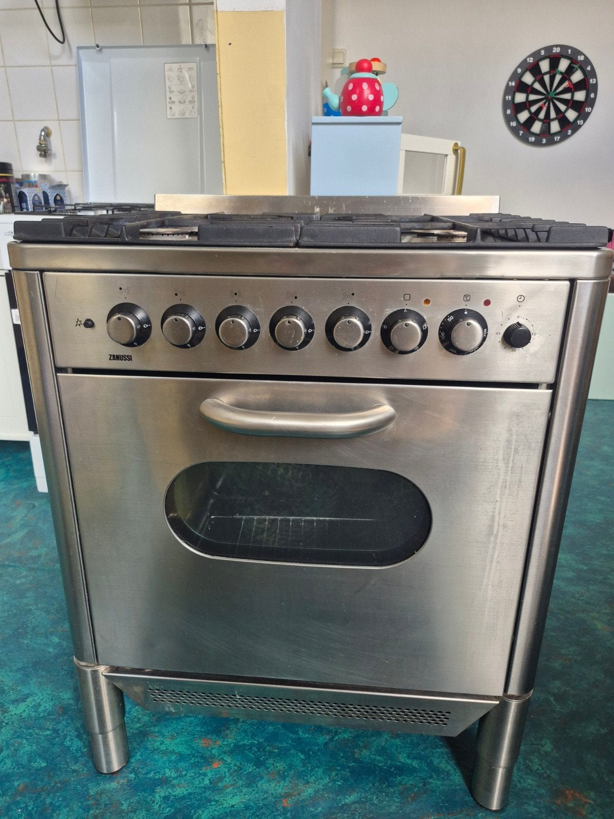 Zanussi Vrijstaand Gasfornuis met Oven - RVS, Witgoed en Apparatuur, Fornuizen, Ophalen, Gebruikt, Hete lucht, 60 cm of meer