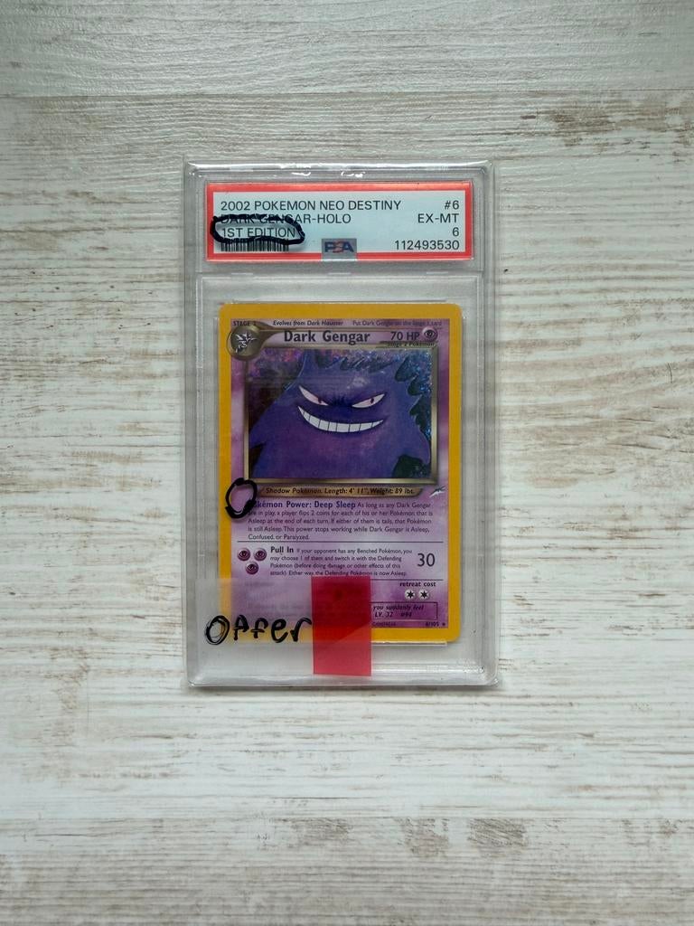 Dark Gengar Holo PSA 6 #6️SLAB ERROR (TRADEN MOGELIJK), Ophalen of Verzenden, Zo goed als nieuw, Losse kaart, Foil