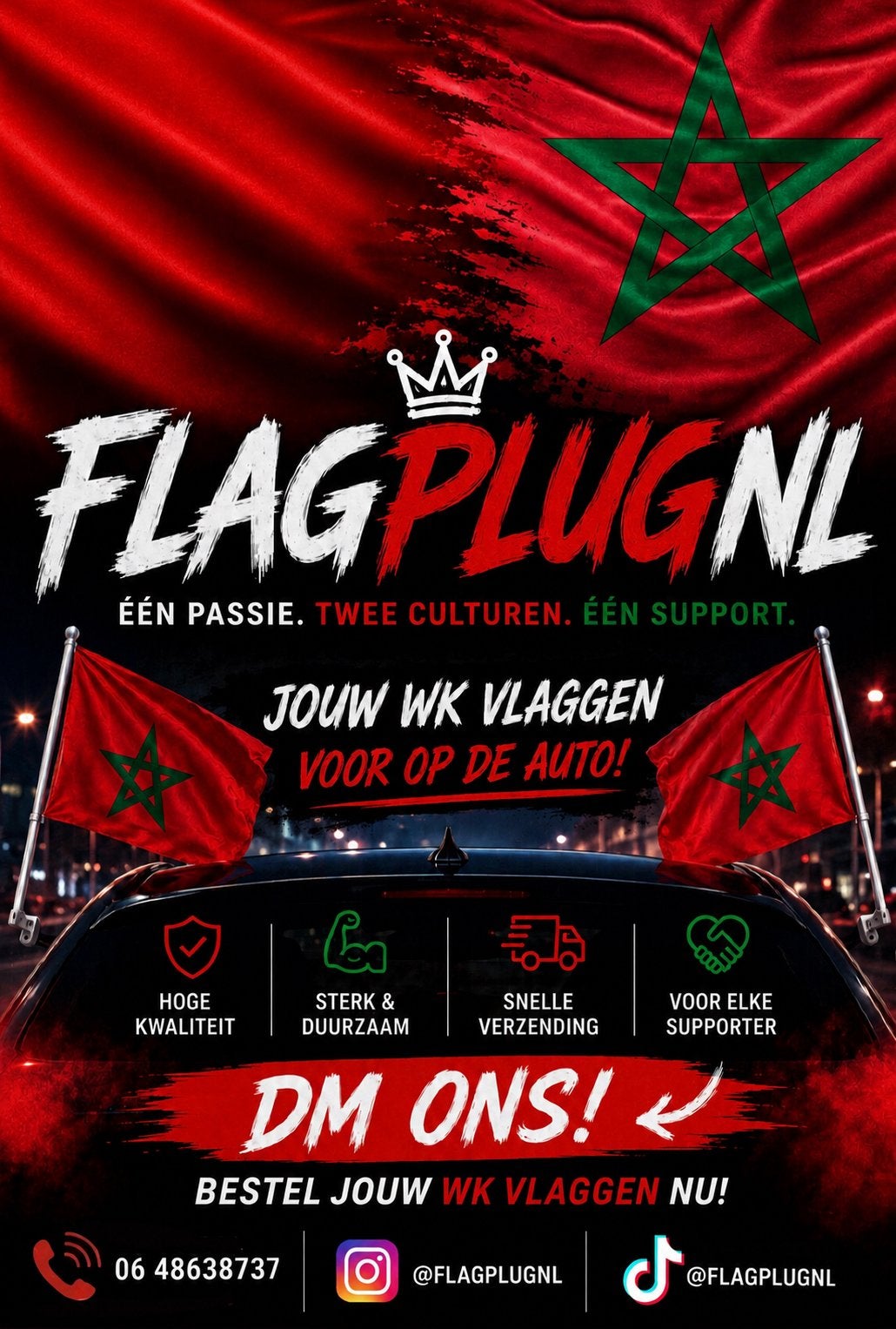 AUTO VLAG MAROKKO, Ophalen of Verzenden, Nieuw