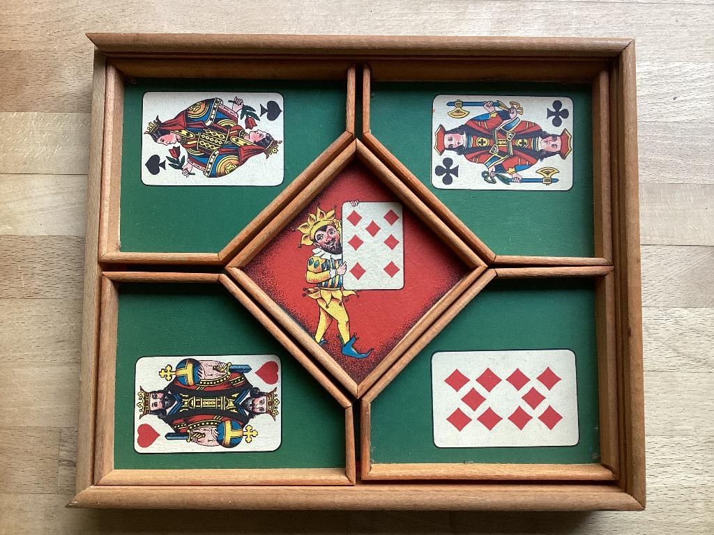 Vintage spel gele dwerg nain jaune antiek houten kist, Vijf spelers of meer, Ophalen of Verzenden, Gebruikt
