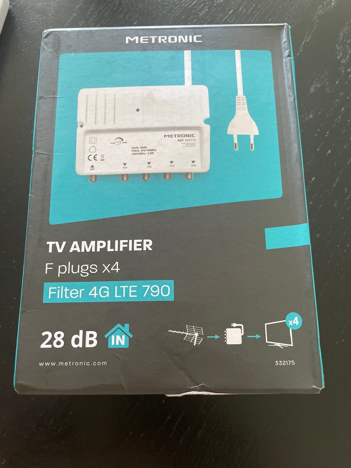 Metronic TV Versterker 28dB met 4G LTE 790 Filter, Audio, Tv en Foto, Televisie-accessoires, Ophalen of Verzenden, Nieuw