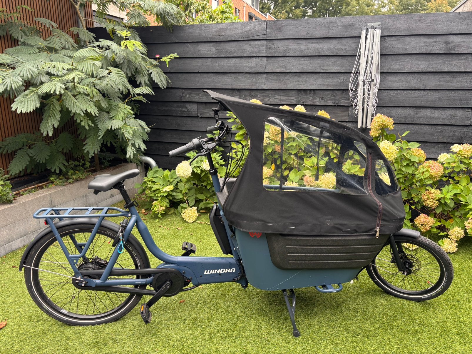 Winora F.U.B. 2W elektrische bakfiets met BOSCH Accu 500, Zo goed als nieuw, 2 kinderen, Elektrisch, Ophalen