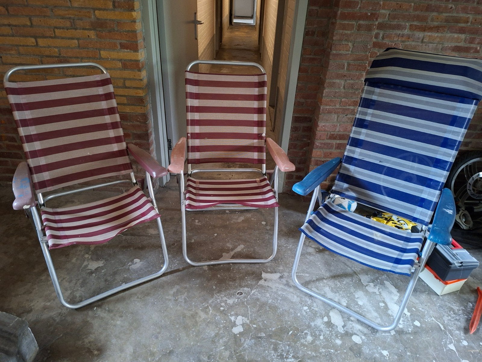 3 Campingstoelen - Gebruikt met verfvlekken, Ophalen, Gebruikt, Campingstoel