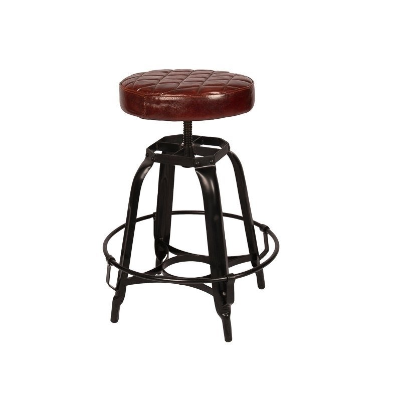 Vintage Tabouret Krukje Verstelbaar Kruk Bijzetkruk Leer, Overige materialen, Info@dehanzeherten.nl, De Hanze Herten BV, Ophalen of Verzenden