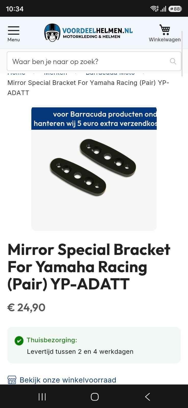 Barracuda Mirror Special Bracket voor Yamaha Racing, Ophalen of Verzenden