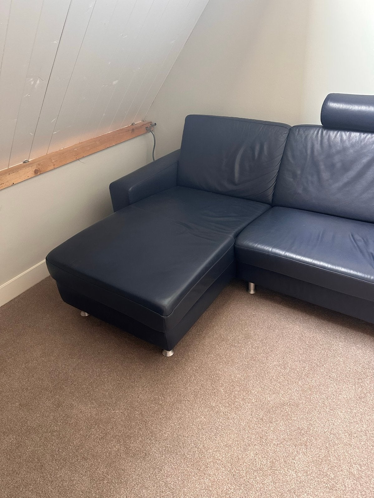 Montel leren bank 3 zits, Huis en Inrichting, Banken | Bankstellen, Ophalen, 250 tot 300 cm, Gebruikt, 125 tot 150 cm