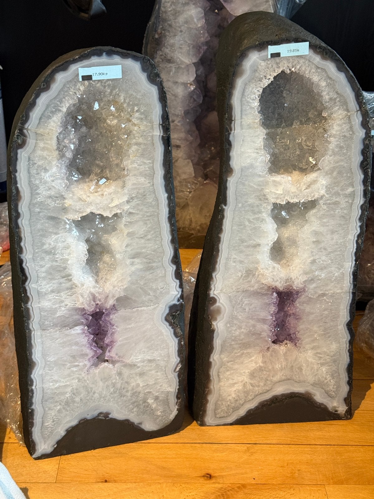 Amethist geode paar, Verzamelen, Mineralen en Fossielen, Ophalen of Verzenden