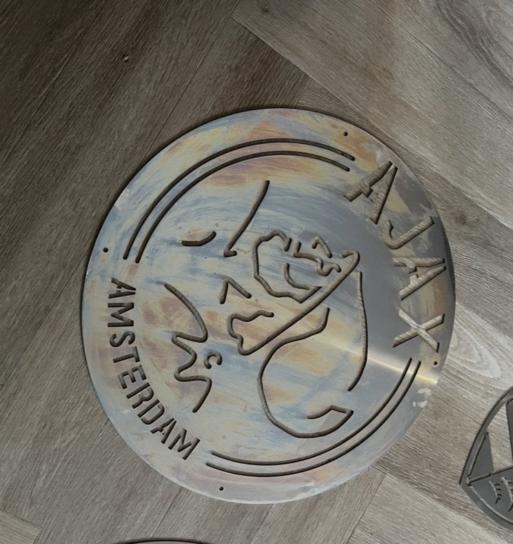 Ajax logo Spiegel plaat - Uniek decoratiestuk, Minder dan 50 cm, Gebruikt, Rond, Ophalen of Verzenden