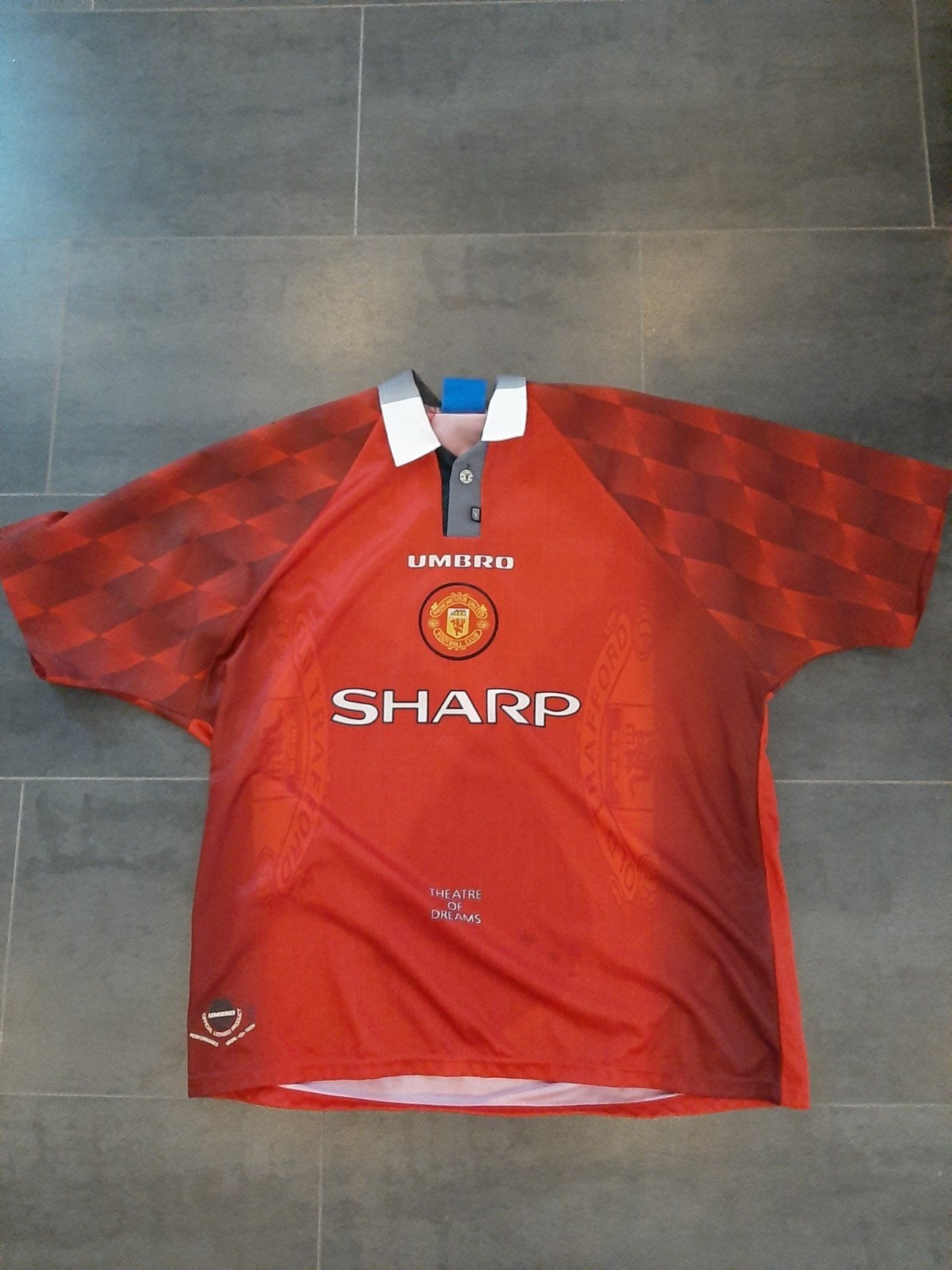 Manchester United thuisshirt 1996-1998 Cantona 7 XXL, Overige maten, Ophalen of Verzenden, Zo goed als nieuw, Voetbal