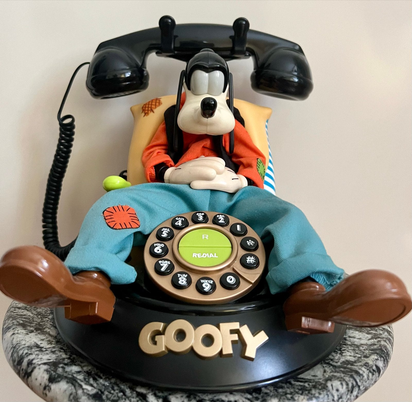 Vintage Disney Goofy Telefoon - Uniek Verzamelobject, Ophalen, Goofy of Pluto, Zo goed als nieuw, Beeldje of Figuurtje