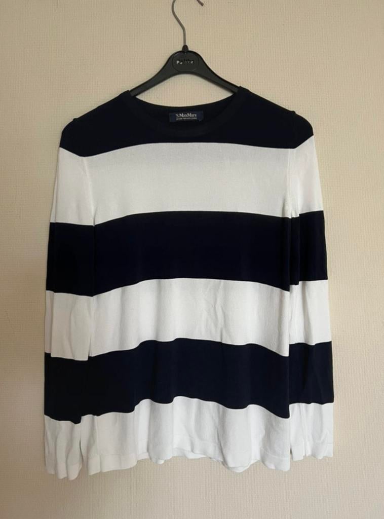 Max Mara gestreept shirt blauw/wit maat S, Maat 38/40 (M), Blauw, Ophalen of Verzenden, Zo goed als nieuw