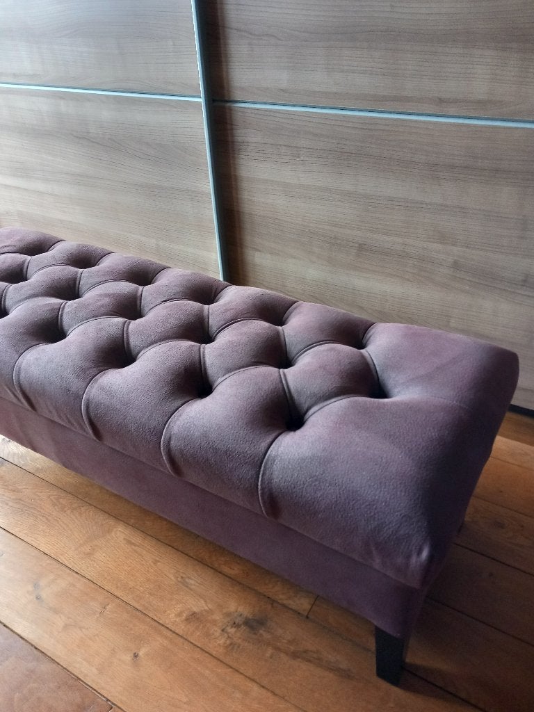 1.20m gecapitonneerd zitbankje dressing poef voetenbank, Ophalen, 100 tot 125 cm, Zo goed als nieuw, Leer