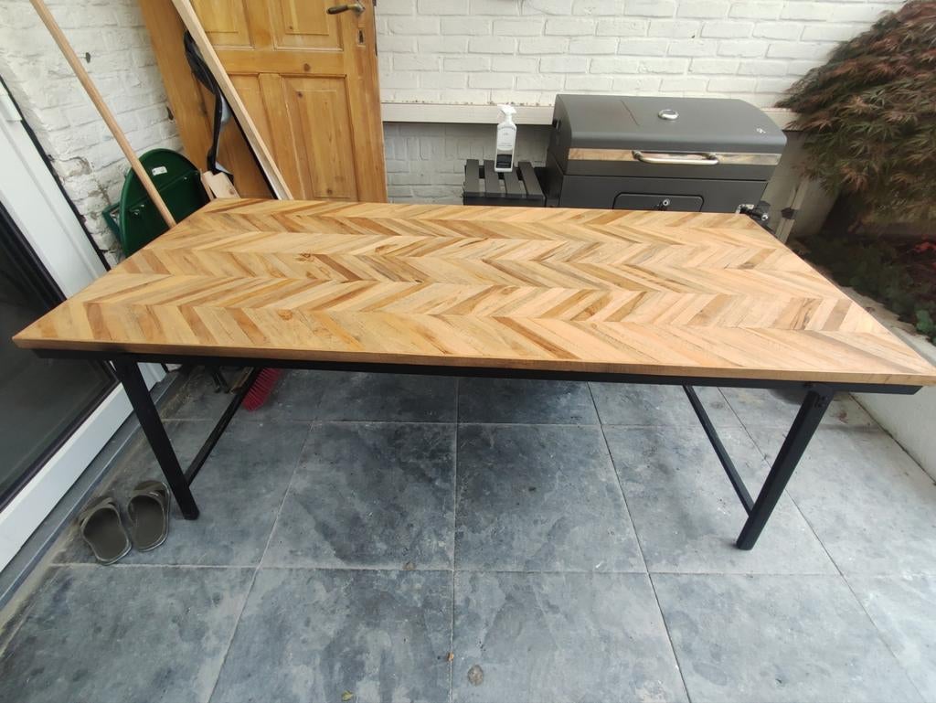 Eettafel Mateo Karwei - 200x90cm, Huis en Inrichting, Tafels | Eettafels, Gebruikt, Teakhout, 150 tot 200 cm, Vier personen