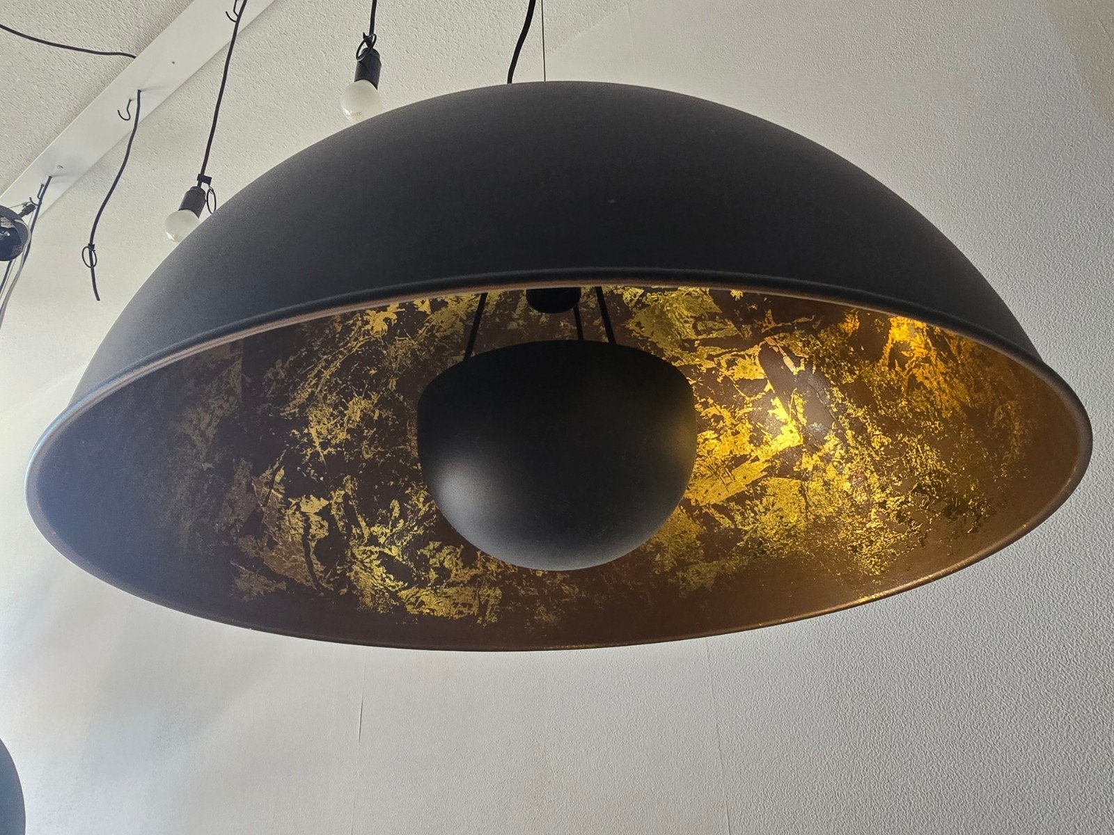 4 hanglampen Qazqa 'Golden Sun' - Zwart met goud, Huis en Inrichting, Ophalen, Modern, Industrieel, Luxe, E27 (groot), Zo goed als nieuw
