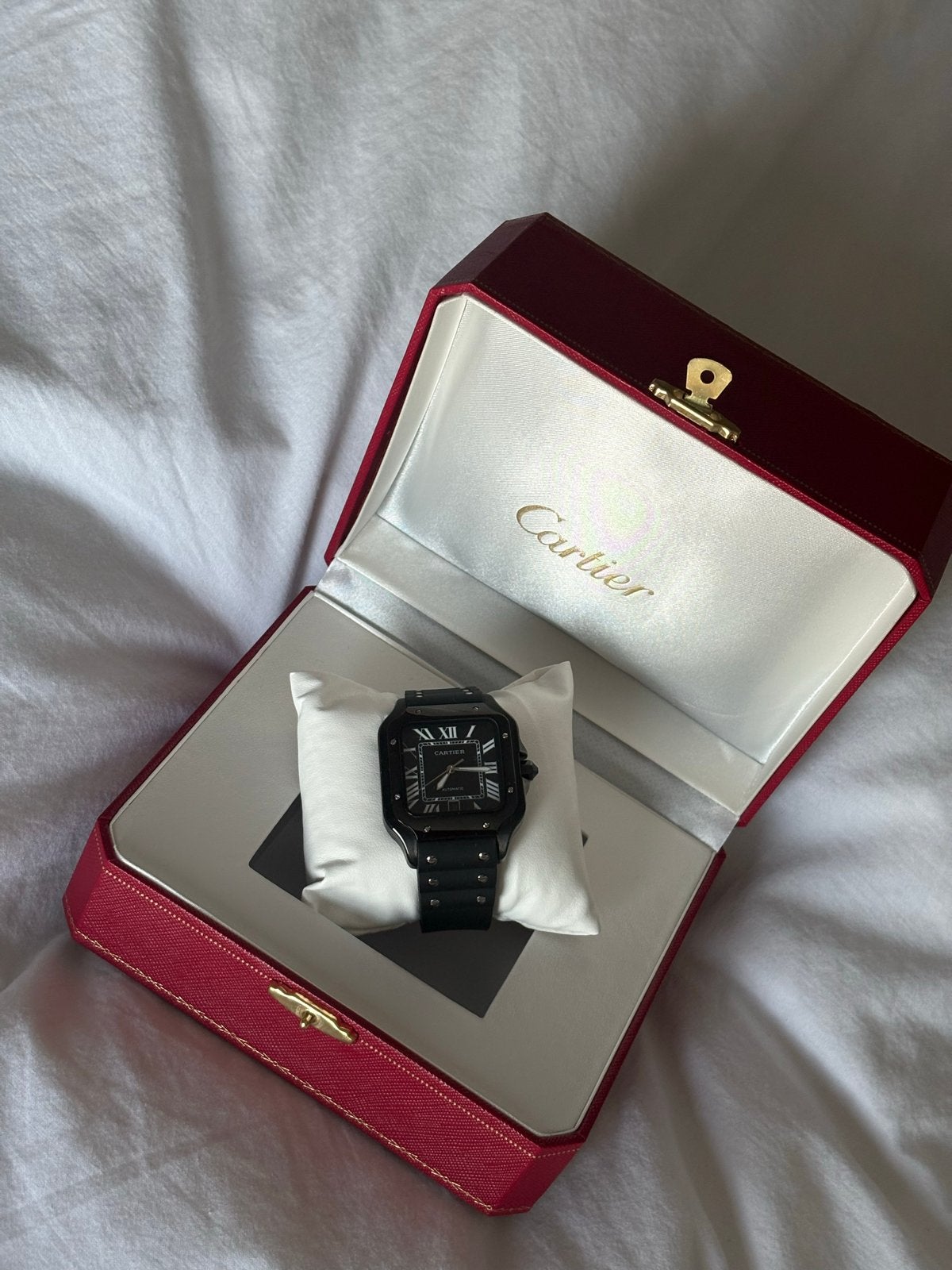 Cartier Santos Horloge Zwart BP!, Overige merken, Staal, Polshorloge, Kunststof
