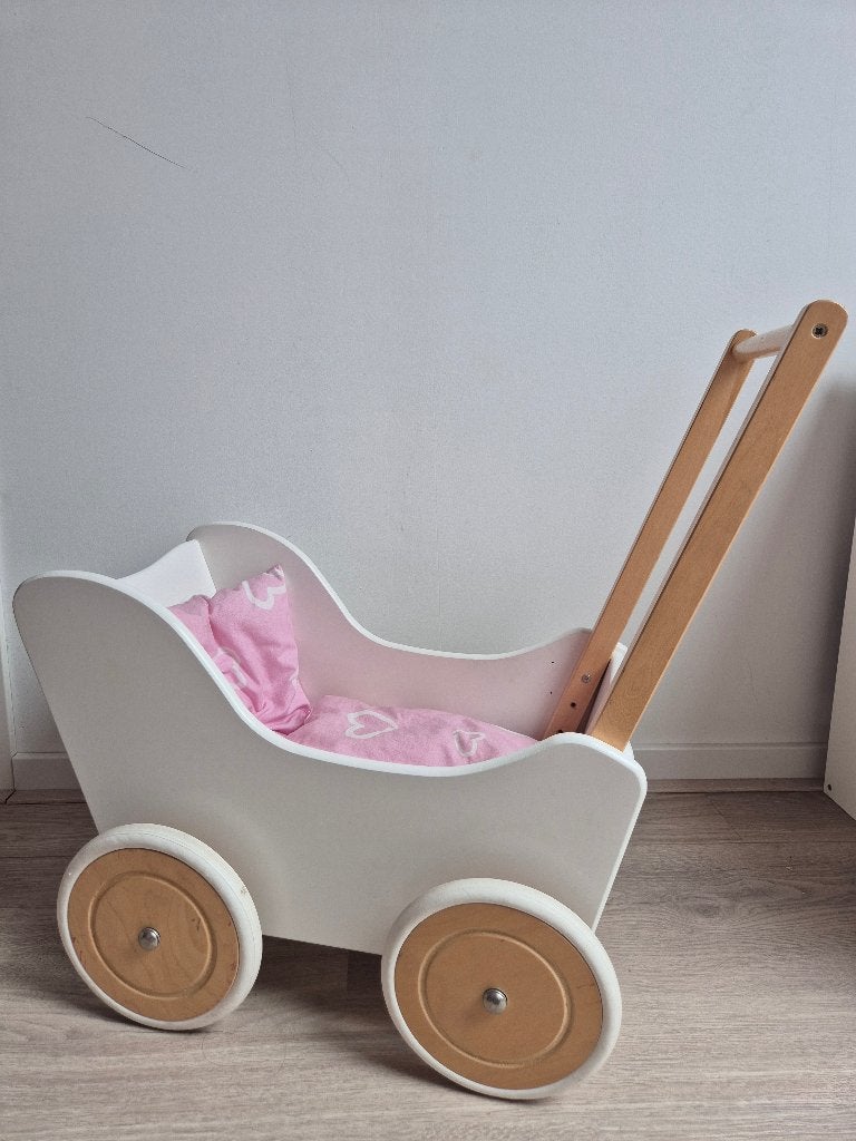 Houten poppenwagen, Kinderen en Baby's, Speelgoed | Houten speelgoed, Ophalen, Gebruikt, Duw- of Trekspeelgoed