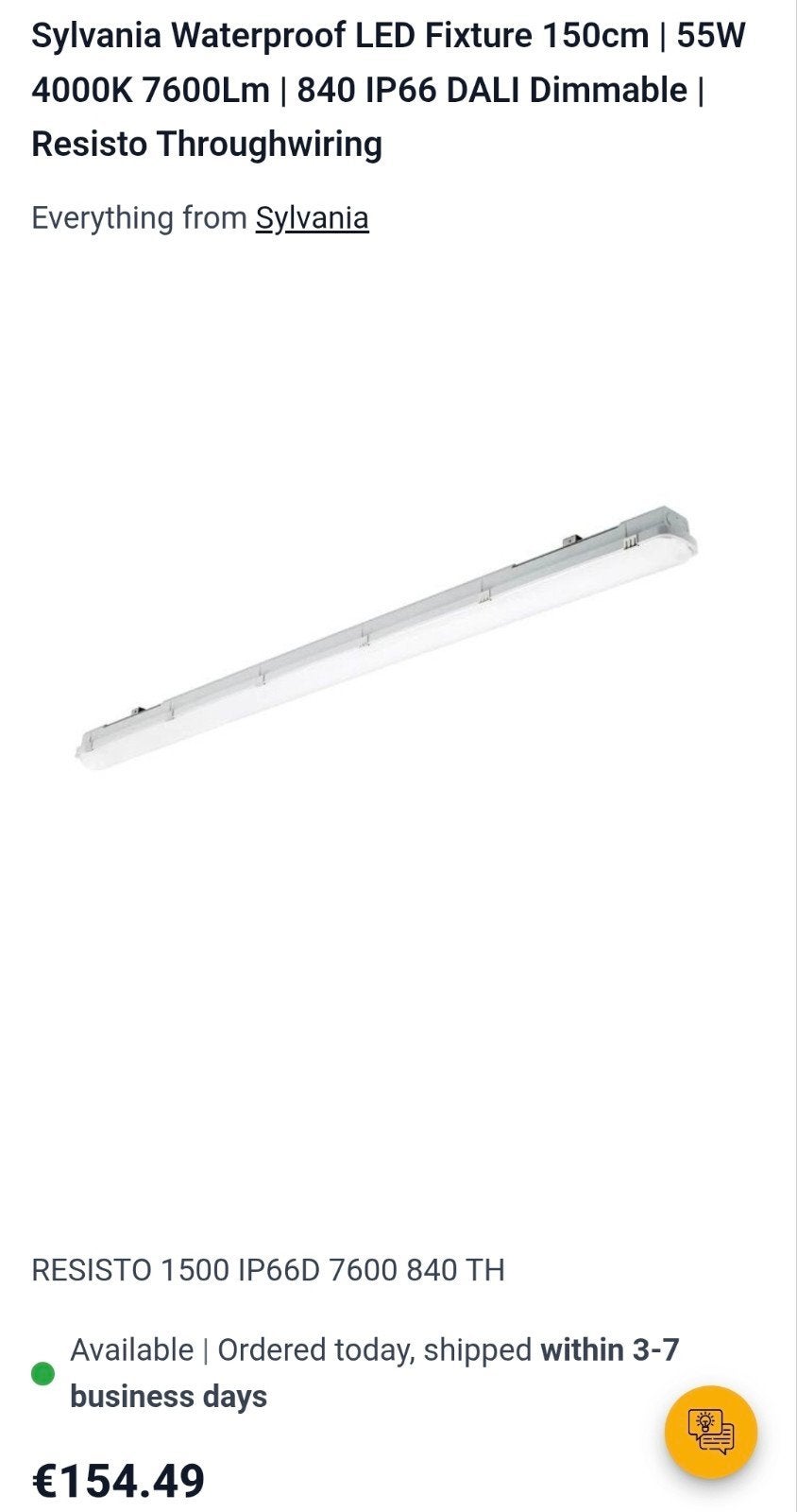 Sylvania Waterproof Led Fixture DALI IP66 4000K Dimmable, Ophalen, Nieuw, 50 tot 200 watt, Armatuur