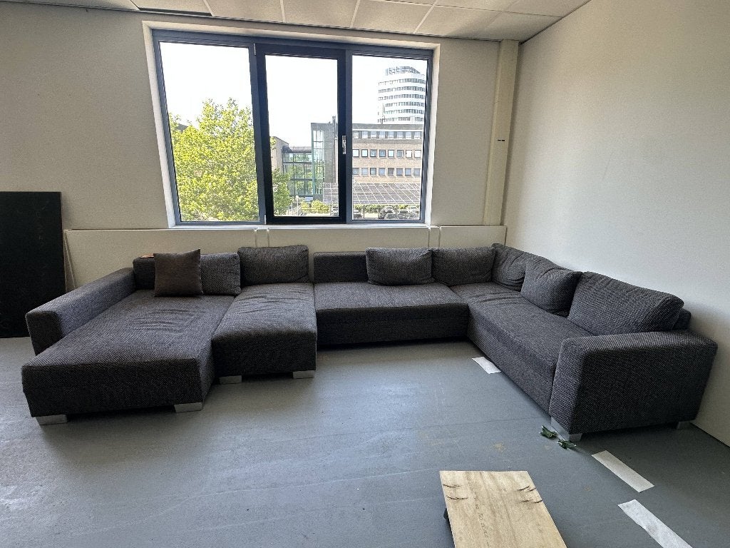 IKEA KIVIK U-bank met Chaise Longue en Poef – Donkergrijs, Ophalen, 250 tot 300 cm, Gebruikt, Hoekbank