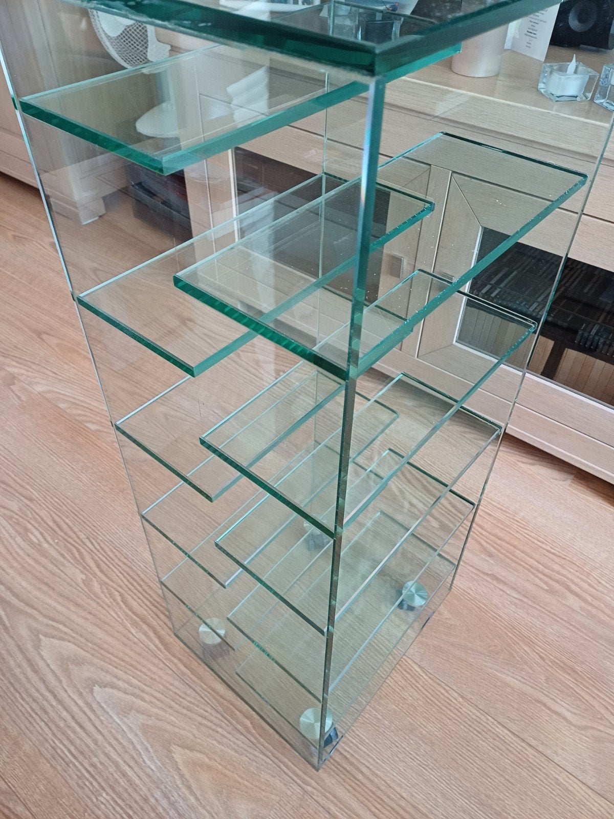 Glazen cd rek., Ophalen, Zo goed als nieuw, Glas, Cd's