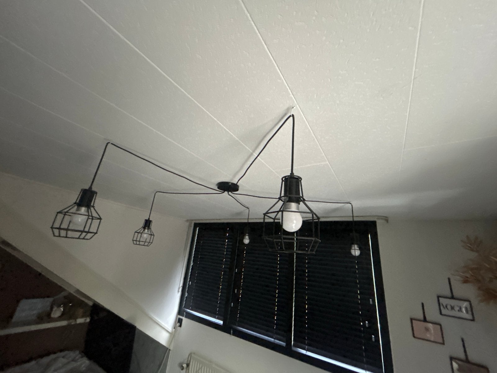 Industriële Spider Plafondlamp met 5 Kappen, Ophalen of Verzenden, Zo goed als nieuw, Metaal, E27 (groot)