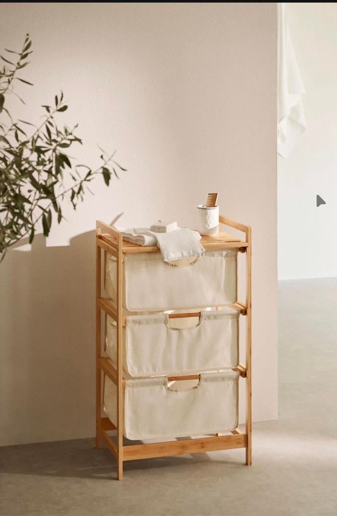 New Sklum Skadi Bamboo Shelf with 3 Baskets – Storage Unit, Nieuw, 3 of 4 laden, Minder dan 100 cm, 25 tot 50 cm