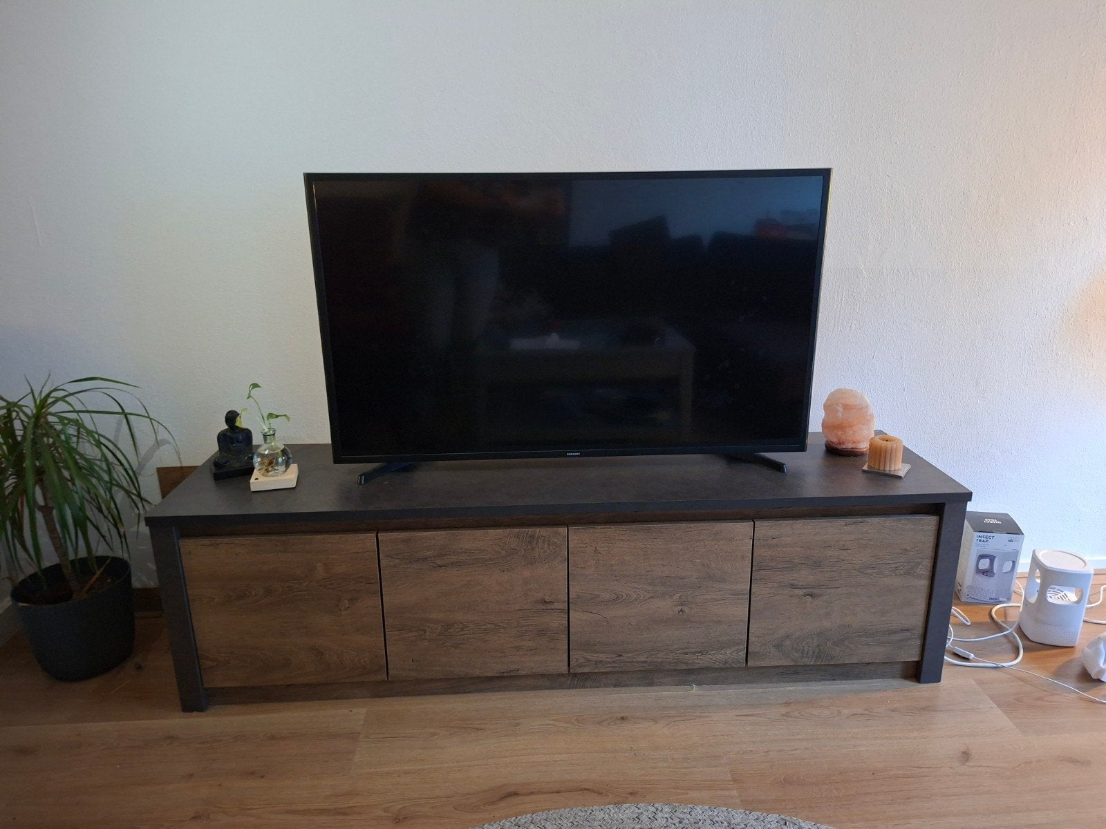 TV-meubel Meubella - Monaco - Eiken - Grijs (170 cm), 150 tot 200 cm, Zo goed als nieuw, Minder dan 100 cm, Modern