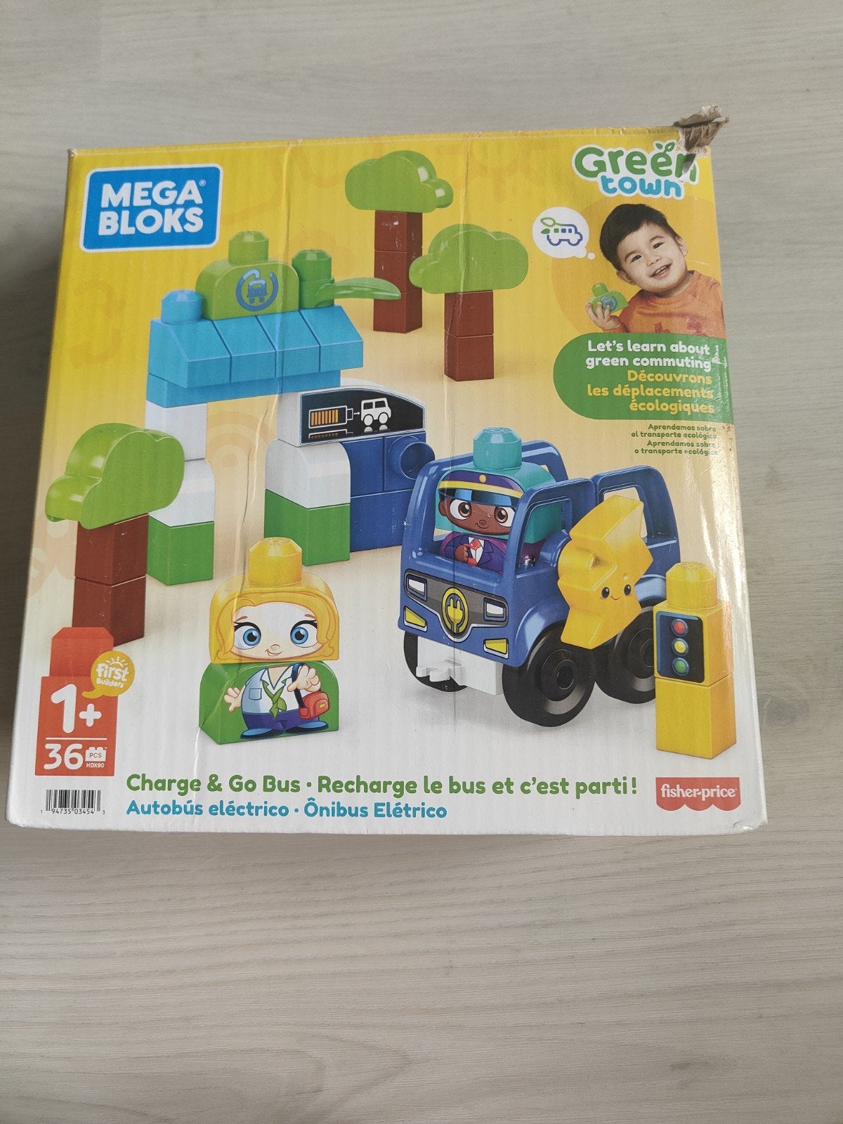 Fisher-Price Mega Bloks Green Town Charge & Go Bus, Kinderen en Baby's, Speelgoed | Bouwstenen, Ophalen, Zo goed als nieuw, Megabloks