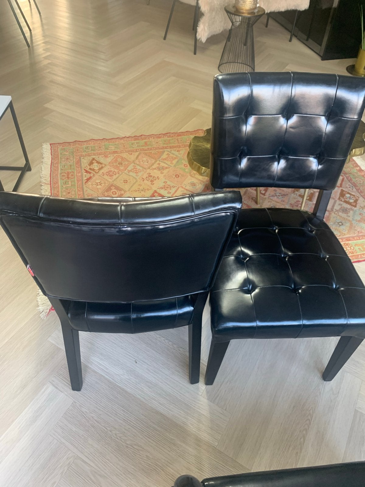 Set van 4 Kuka zwarte leren eetkamerstoelen, Ophalen, Zwart, Leer, Zo goed als nieuw