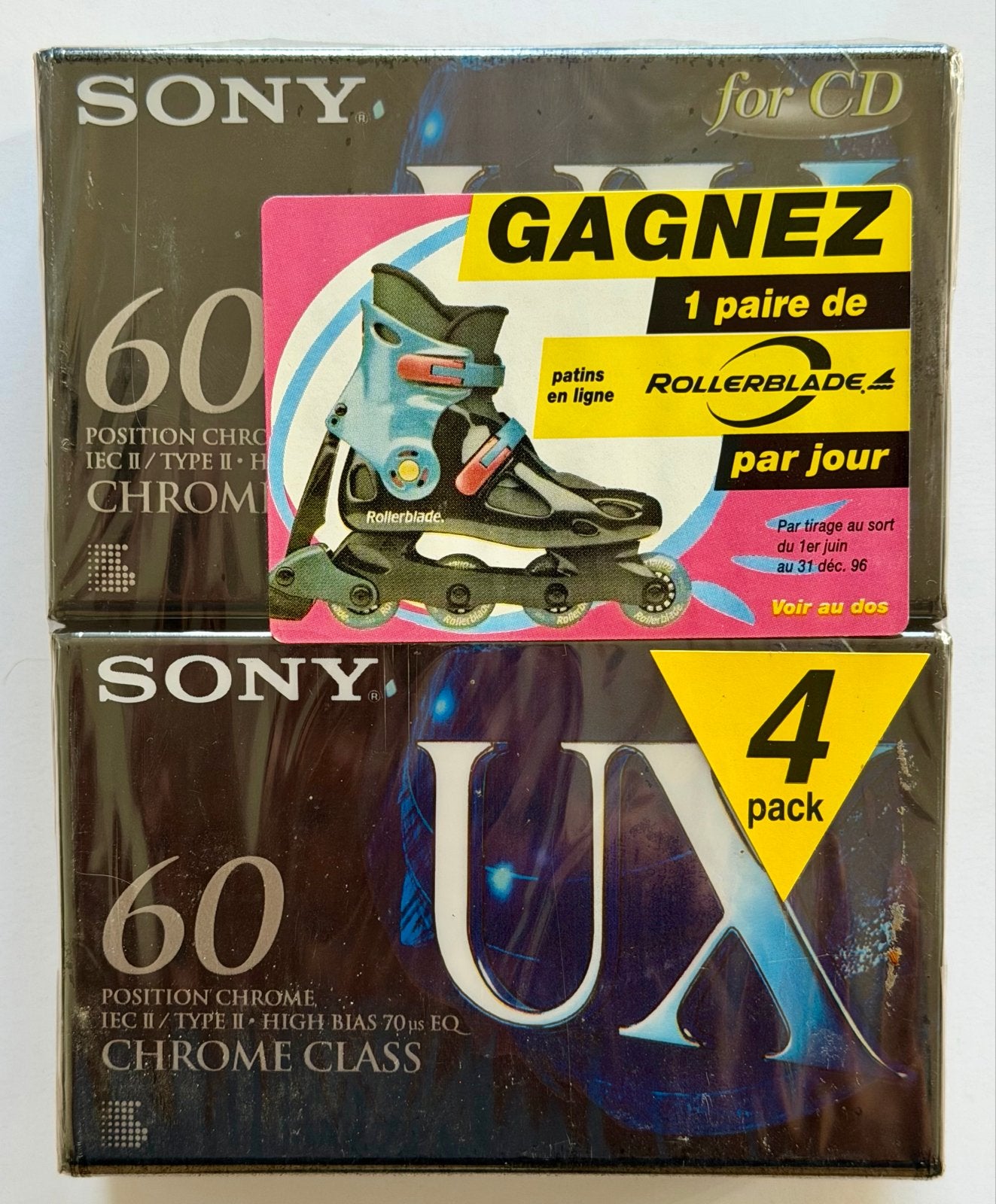 Sony UX 60 Chrome Cassettebandjes - 4-pack NOS, 2 t/m 25 bandjes, Overige genres, Ophalen of Verzenden, Nieuw in verpakking