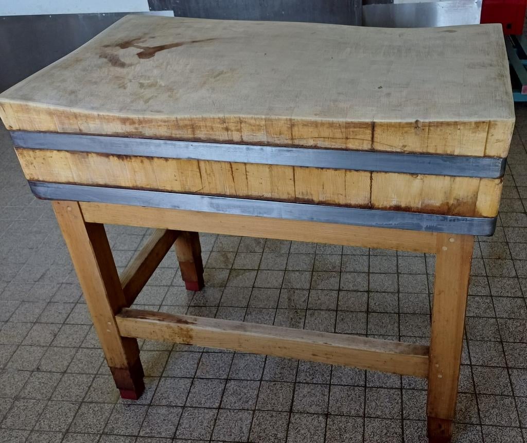 Robuust Slagersblok / Hakblok - Massief Hout, Huis en Inrichting, Gebruikt, 50 tot 100 cm, Tot twee personen, Rechthoekig