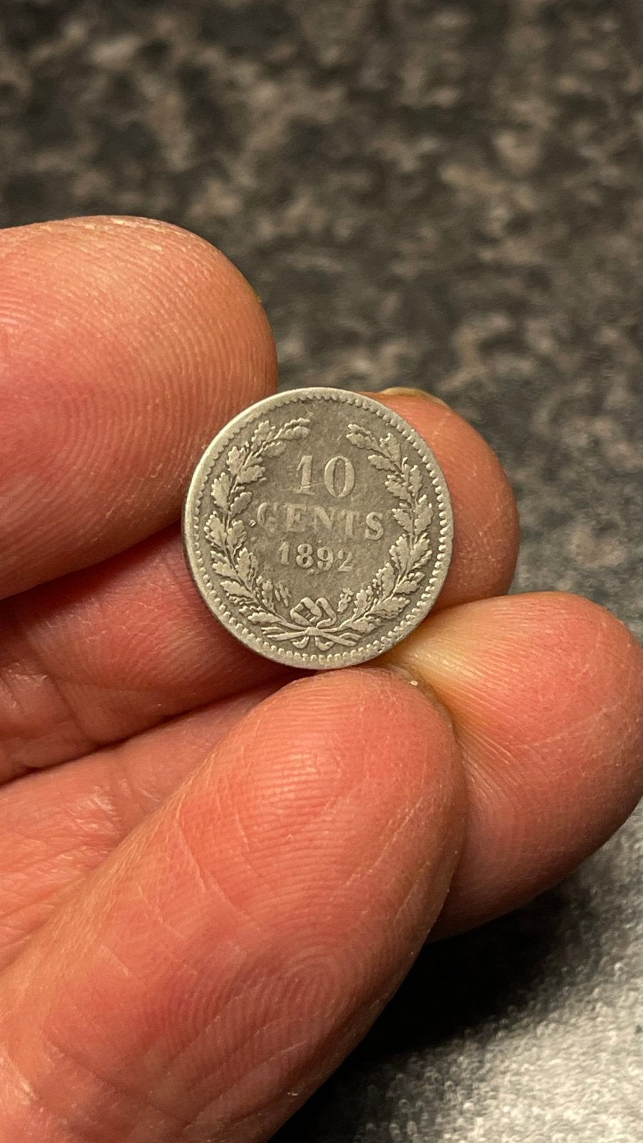 Zeldzaam zilveren dubbeltje 1892. Wilhelmina met lang haar, Ophalen, Overige landen, Zilver