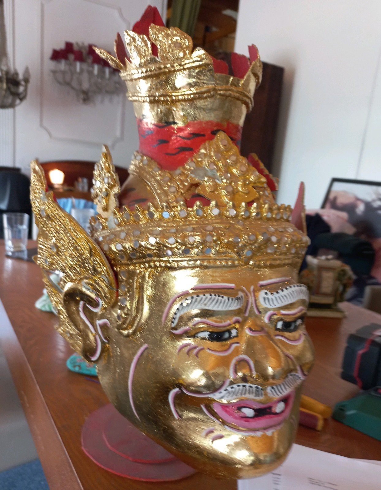Thais Lersi Fire Eyes masker, vaak gebruikt in Khon-dansvoor, Ophalen of Verzenden