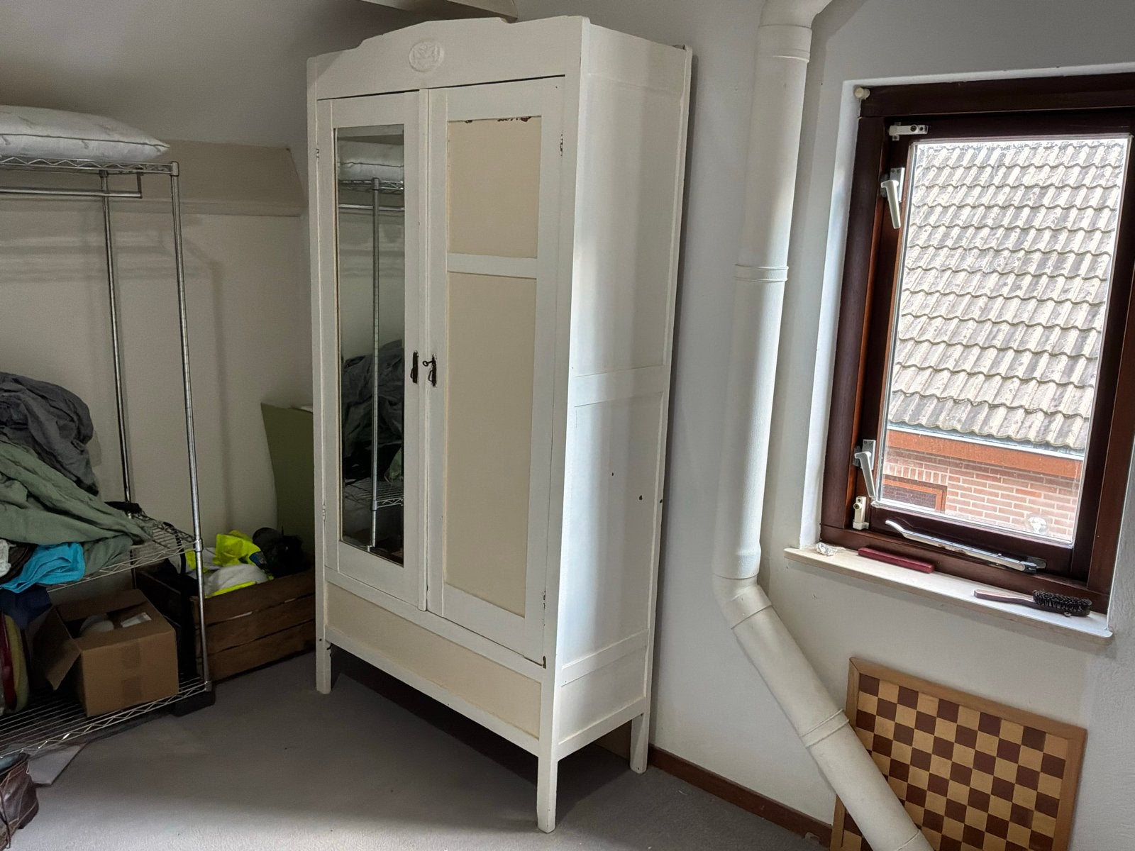 Vintage kledingkast met spiegeldeur oude kast, Ophalen