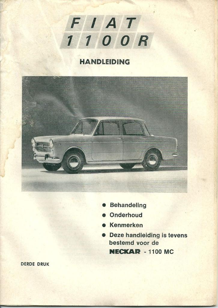 Klassieker Handleiding Fiat 1100 R, Ophalen of Verzenden