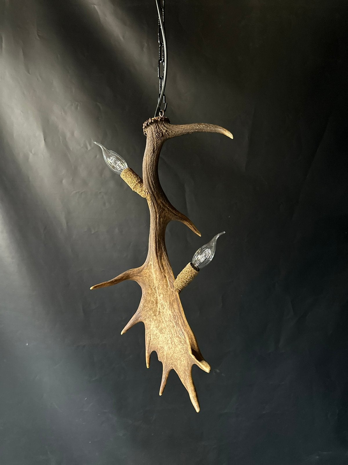 Geweienlamp.lamp.hanglamp.geweien.edelhert.damhert.brocante, Huis en Inrichting, Lampen | Kroonluchters, Ophalen of Verzenden
