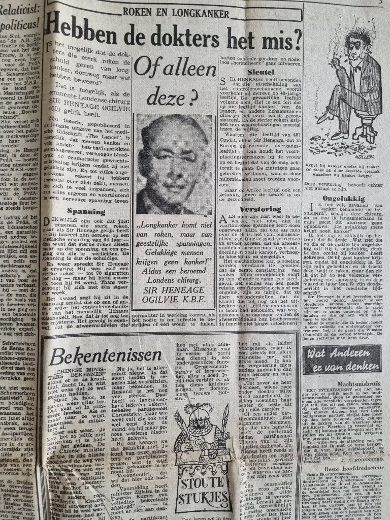 Leidt roken tot longkanker? (1957), Ophalen of Verzenden, 1940 tot 1960, Knipsel(s)