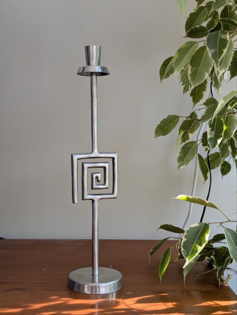 Vintage design kandelaar met geometrisch ontwerp, Ophalen of Verzenden, Overige materialen