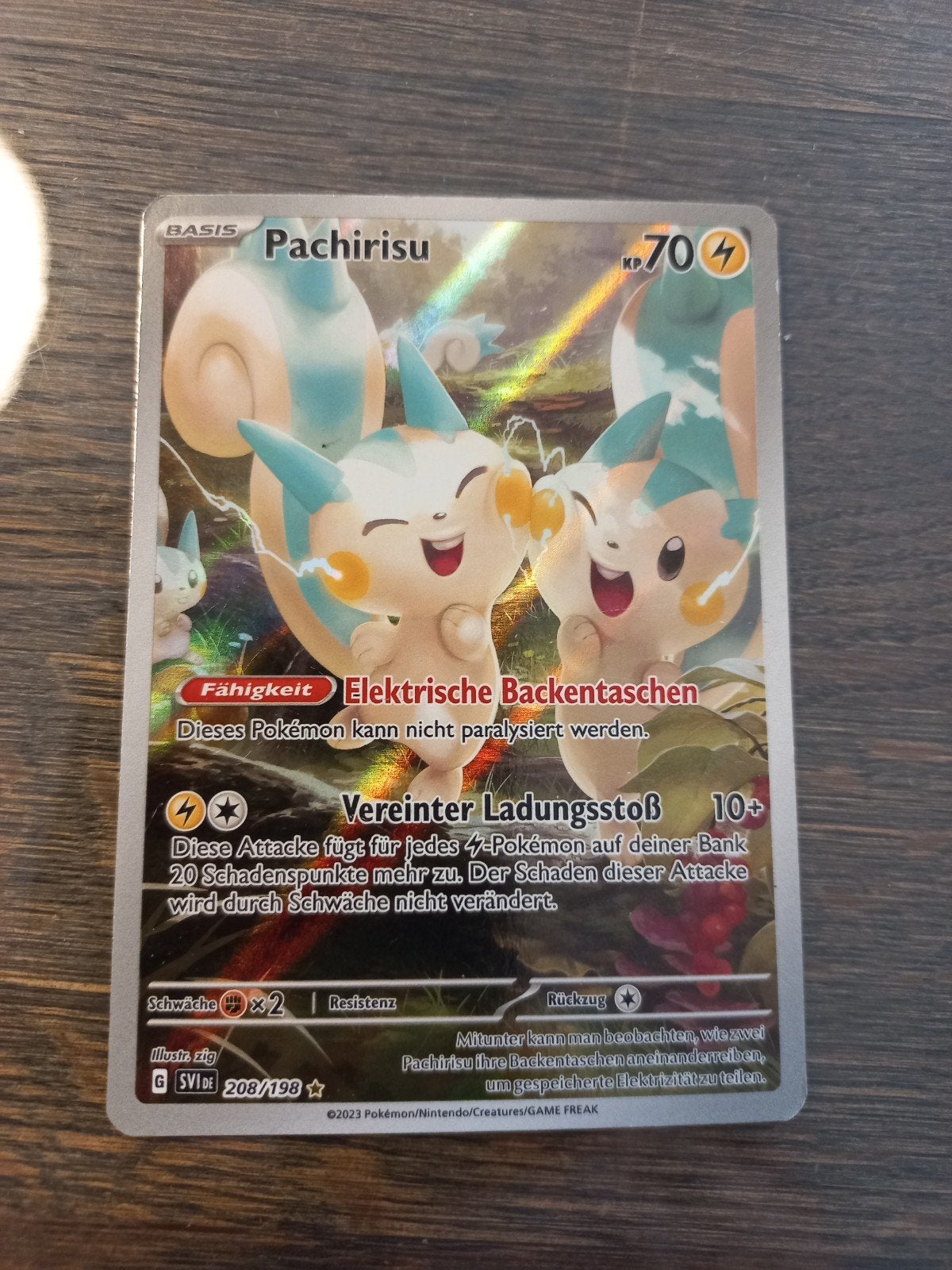 Pokémon Kaart Pachirisu 208/198 (Duits), Ophalen of Verzenden, Zo goed als nieuw, Losse kaart, Foil