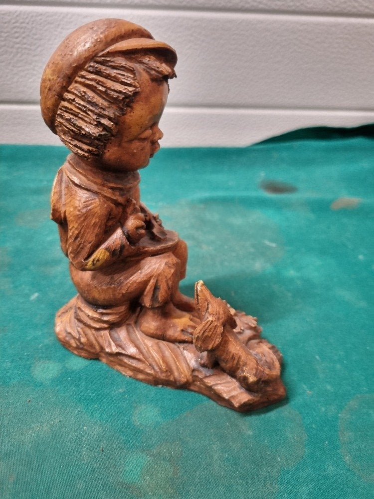 beeld jongen met hond vintage, Verzamelen, Ophalen of Verzenden