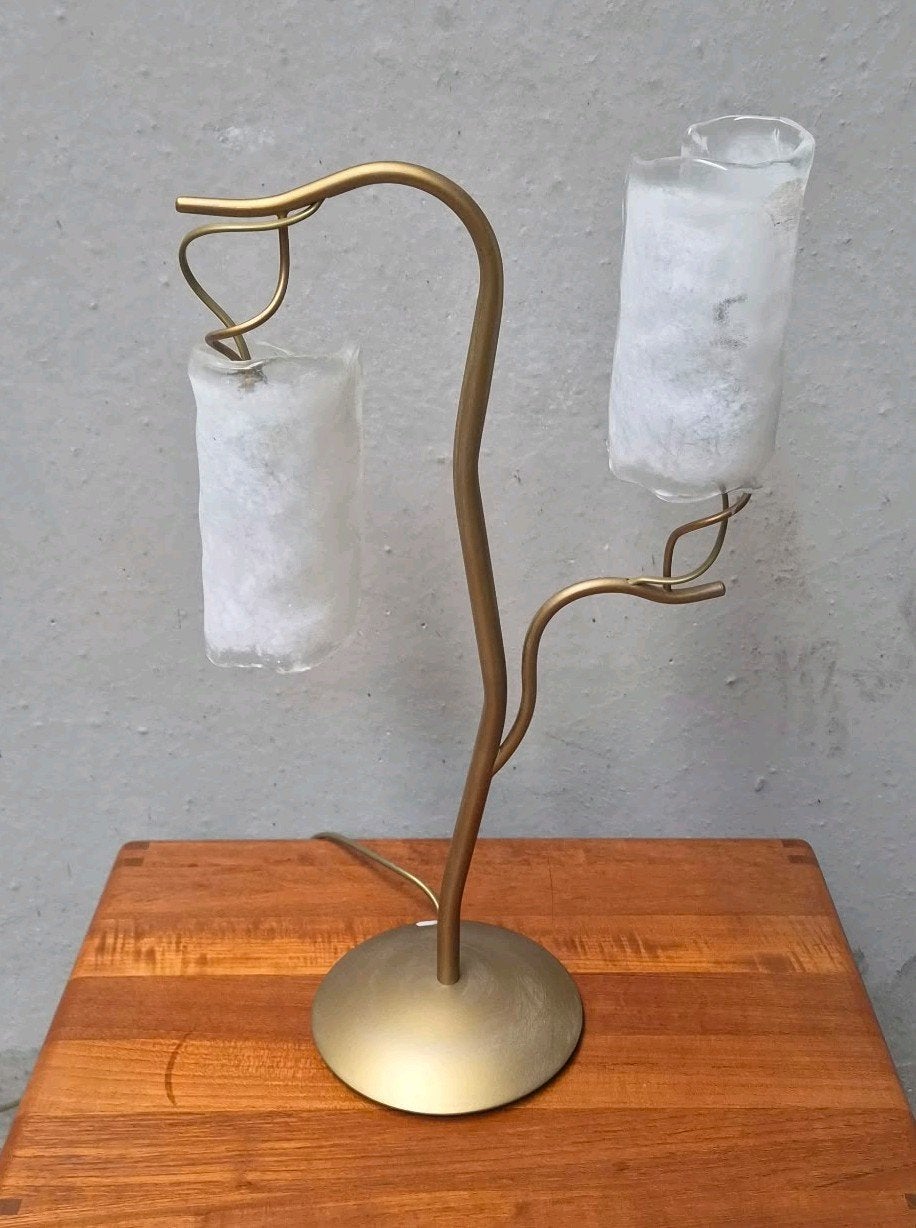 Vintage Design ice glass melk glas zeer fraai licht, Wit, Ophalen, Glas, Lamp