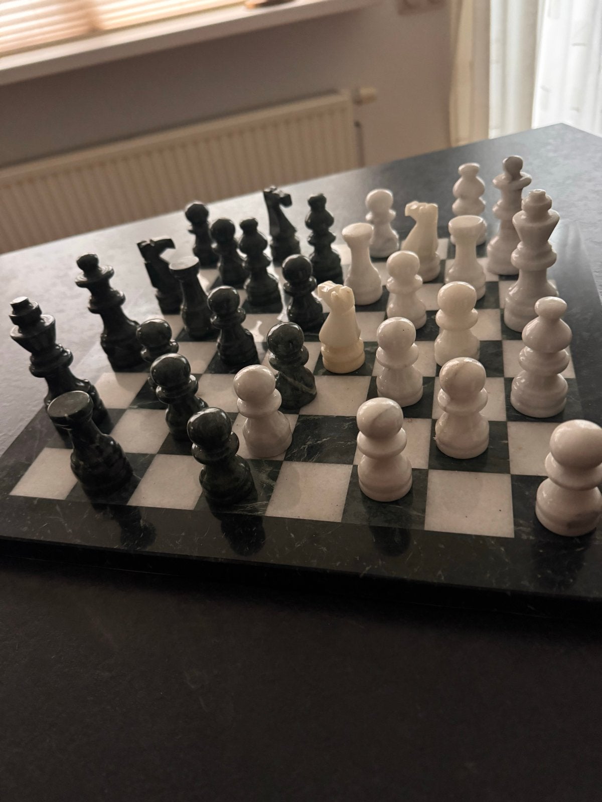 Marmeren Schaakspel - Compleet met Doos, Een of twee spelers, Ophalen of Verzenden, Gebruikt