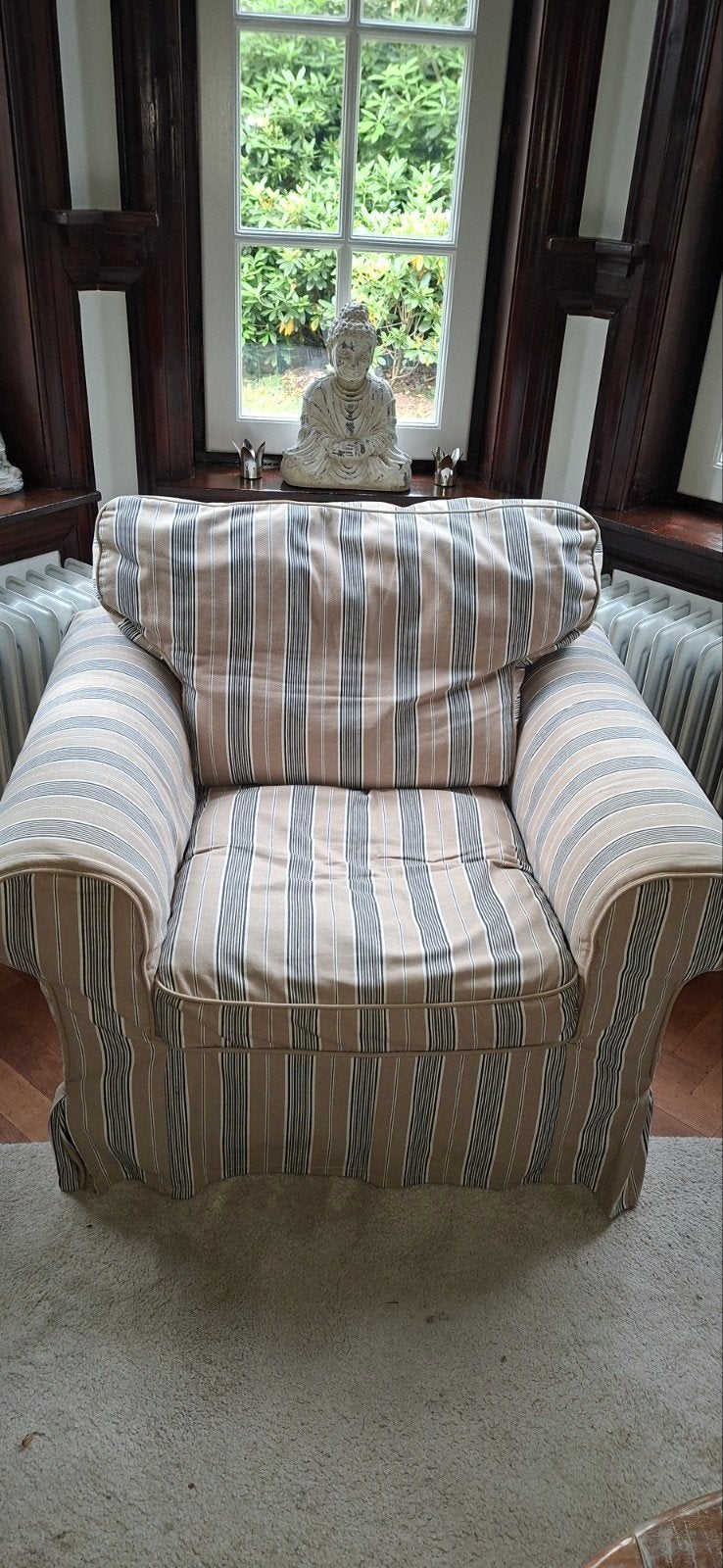 IKEA Ektorp Karlshov beige/veelkleurige hoes voor stoel, Ophalen, Gebruikt, Klassiek, Comfortabel, 75 tot 100 cm