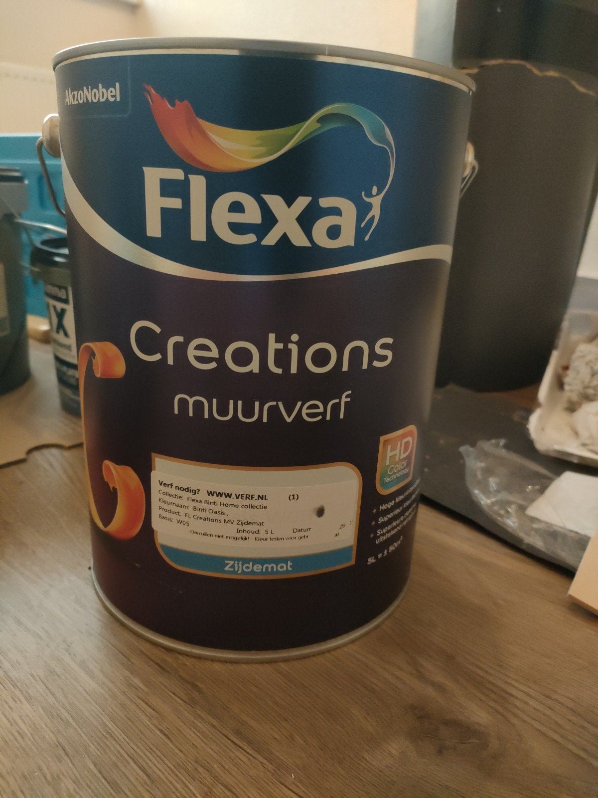 Flexa Creations Muurverf Binti Oasis 5L Zijdemat, Overige kleuren, 5 tot 10 liter, Ophalen of Verzenden, Verf