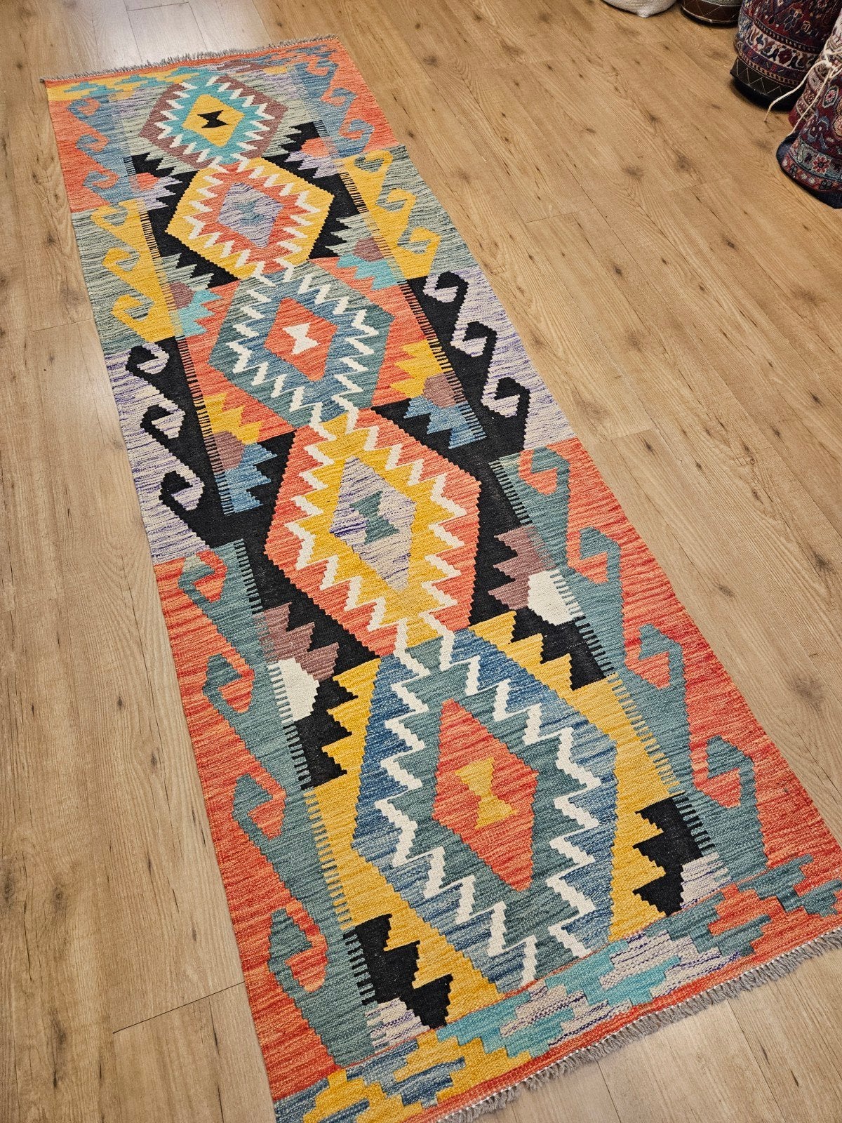 Prachtige handgeweven oosterse wollen kelim loper 262x84, Info@SlatsAntiek.nl, Vof Slats Antiek, Kelim, Rechthoekig