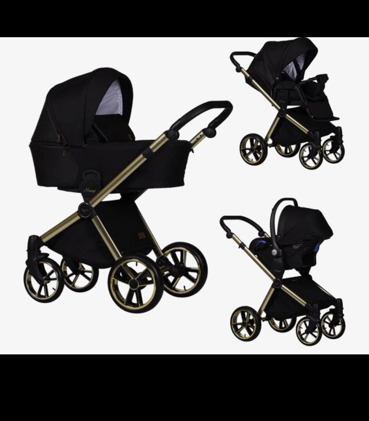Baby Merc Mango 3-in-1 Kinderwagen Goud/Zwart Limited Editio, Kinderen en Baby's, Zo goed als nieuw, Combiwagen, Met autostoeltje