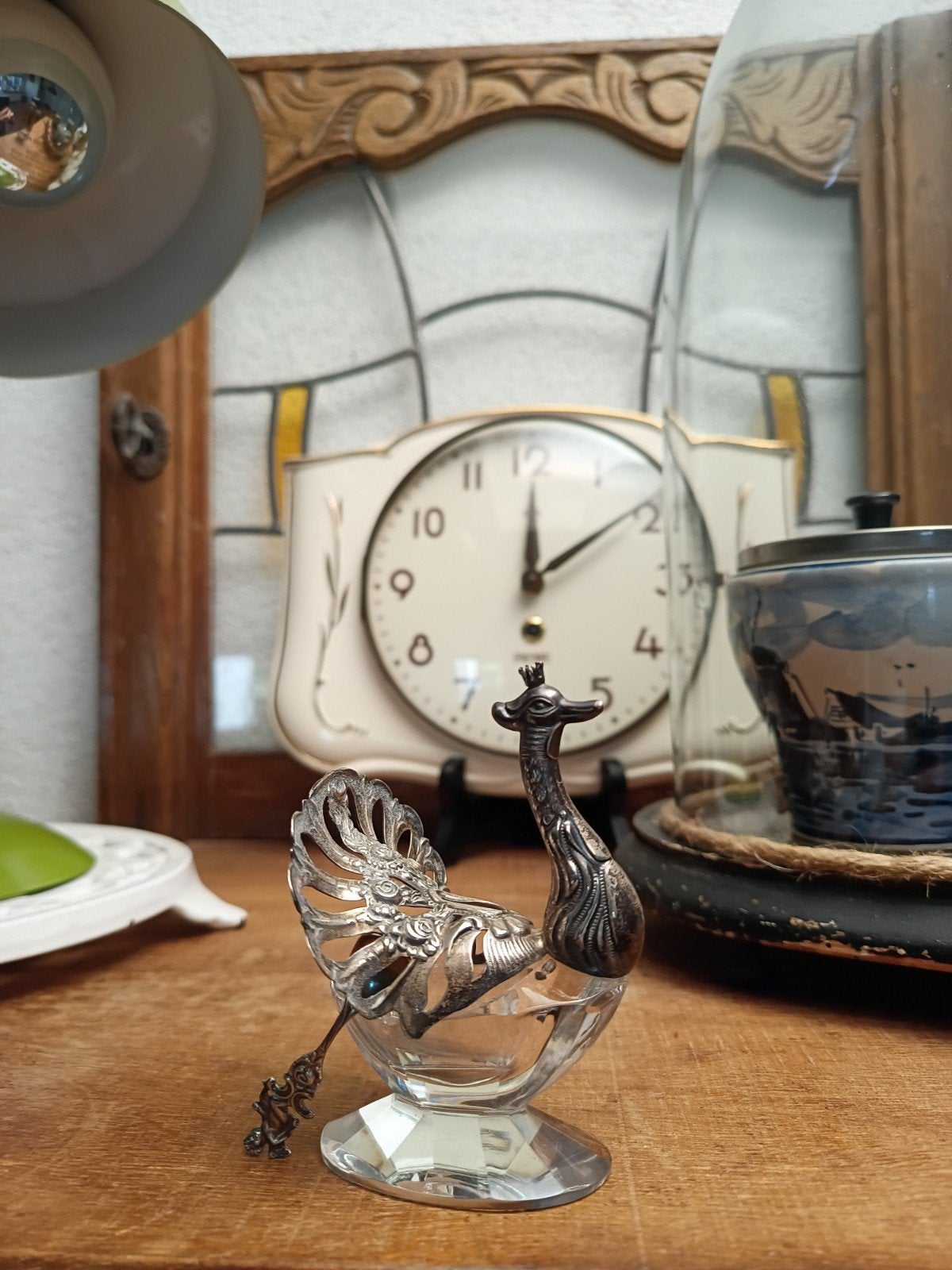 oma's brocante zoutvaatje met lepeltje model zwaan, Antiek en Kunst, Ophalen