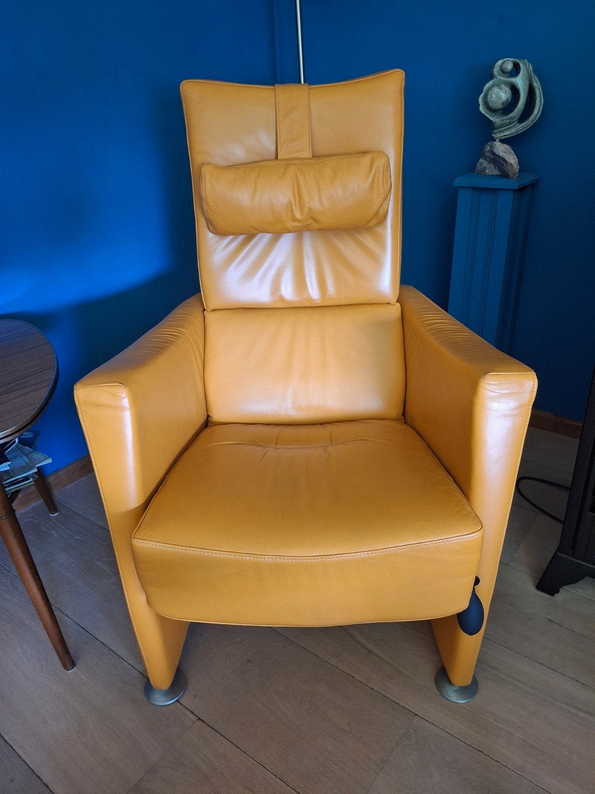 Wow!!!EYECATCHER...Gealux relaxfauteuil, okergeel leer, Huis en Inrichting, Fauteuils, Ophalen, Minder dan 75 cm, Modern, Comfort