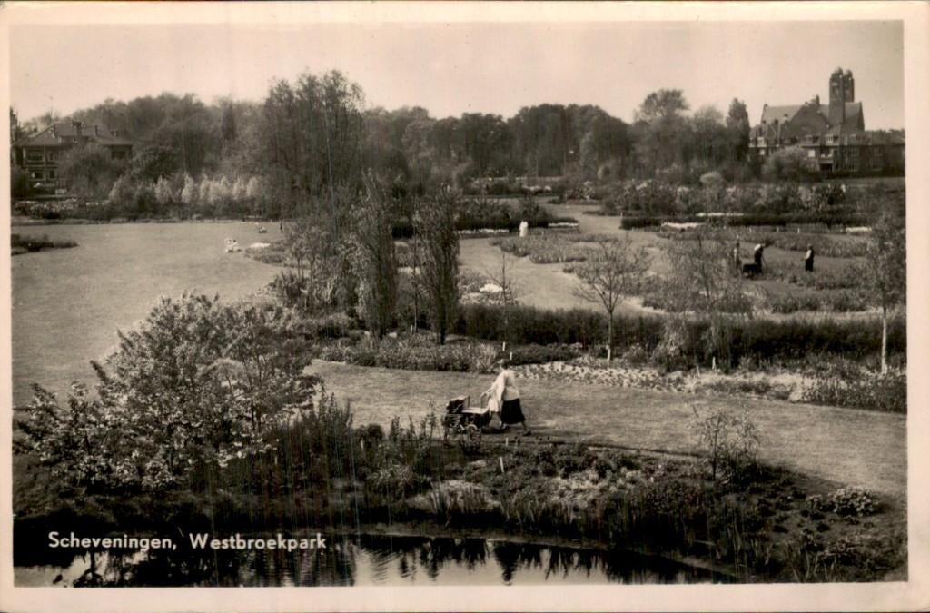 Scheveningen - Westbroekpark - Parkzicht, Verzamelen, Ansichtkaarten | Nederland, Ongelopen, Zuid-Holland, 1920 tot 1940, Ophalen of Verzenden
