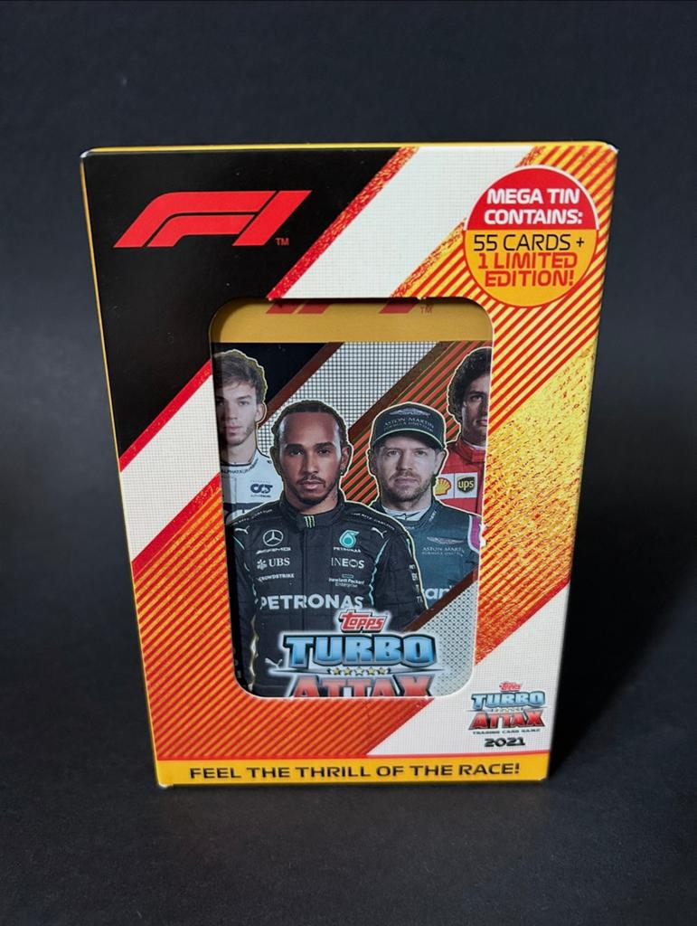 Topps F1 Turbo Attax Mega Tin, 2021, Ophalen of Verzenden, Zo goed als nieuw, Meerdere kaarten