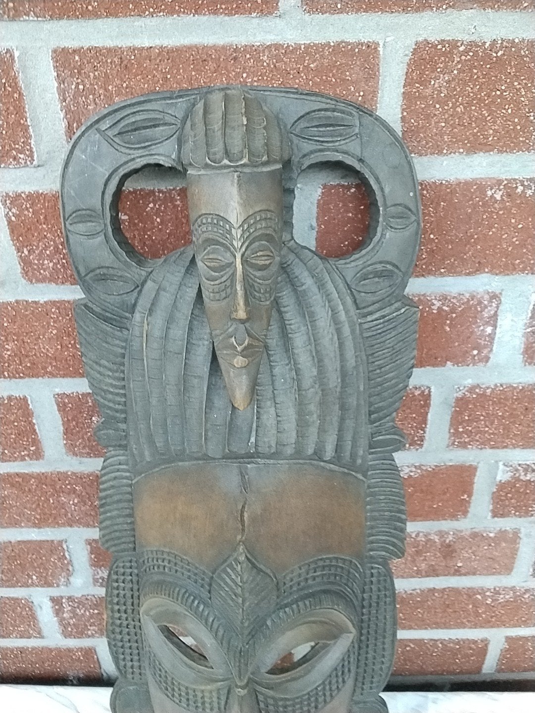 Groot Houten Afrikaans Masker - Handgesneden Kunst, Ophalen of Verzenden